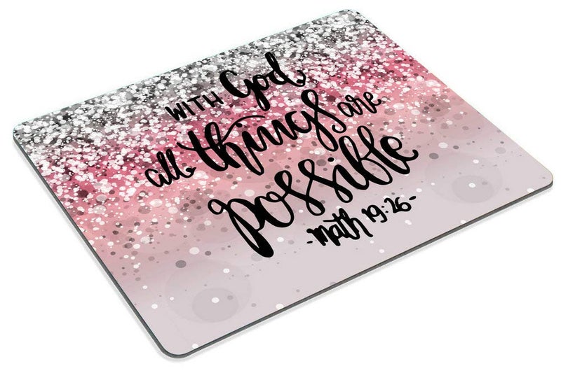 Smooffly Gaming Mouse Pad Custom, with God All Things are Possible Motivational and Inspirational Quote Personality Desings Computer Mouse Pad - Image 3